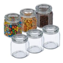 Relaxdays 6er Set Vorratsgläser mit Deckel 1300 ml
