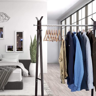 Relaxdays Kleiderbügel Set, 48 Hosenbügel aus Holz, Garderobenbügel, Haken 360° drehbar, HxB: 22,5x44,5cm, natur/silber (24er Pack)