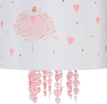 Relaxdays Hängelampe Kinderzimmer, Lampenschirm mit Ballerina, HxD: 158 x 35 cm, Pendelleuchte für Kinder, weiß/rosa