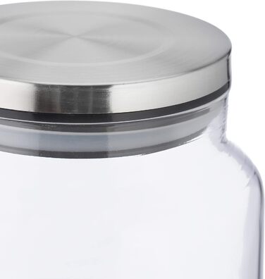 Relaxdays Vorratsgläser, 3er Set, 1100 ml, luftdicht, transparent/silber