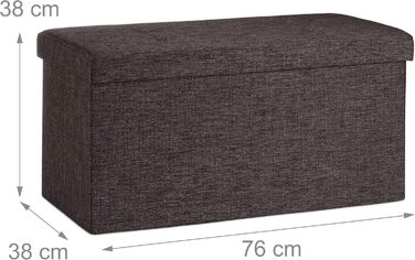 Relaxdays Faltbare Sitzbank XL mit Stauraum, Sitzwürfel, 38x76x38 cm, Braun