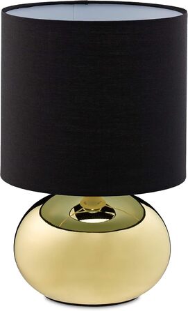 Relaxdays Touch-Nachttischlampe, dimmbar, 3 Stufen, E14, 28x18 cm, Gold