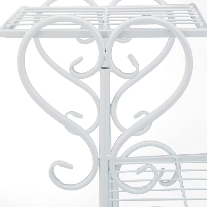 Relaxdays Blumenregal Metall, Vintage, 75x56x23 cm, Blumentreppe 5 Ablagen, Eisen (Weiß)
