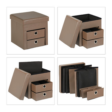 Relaxdays Sitzhocker mit Stauraum Taupe