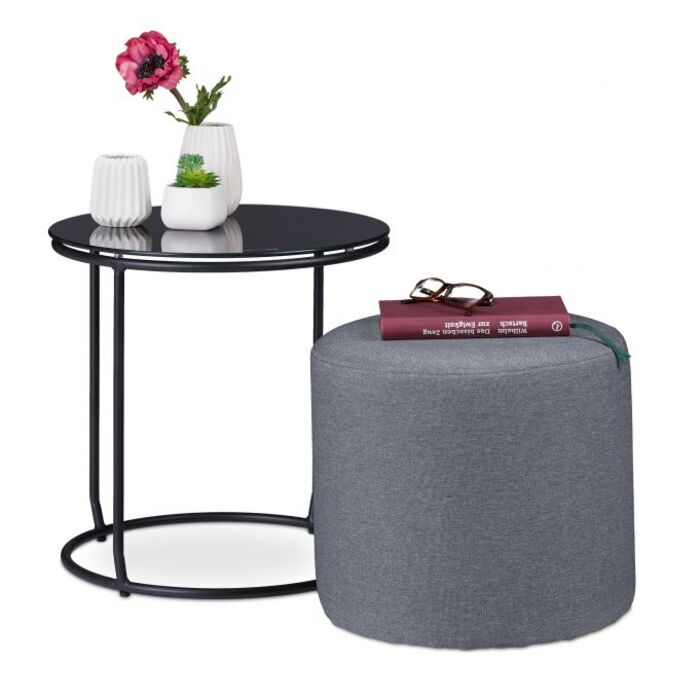 Relaxdays Beistelltisch mit integriertem Hocker