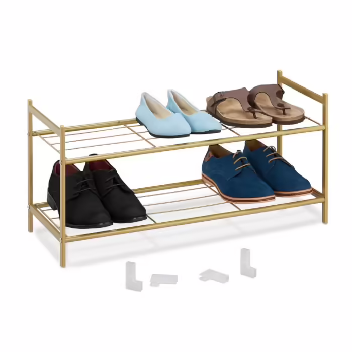 Relaxdays Stapelbares Schuhregal 2 Ebenen
