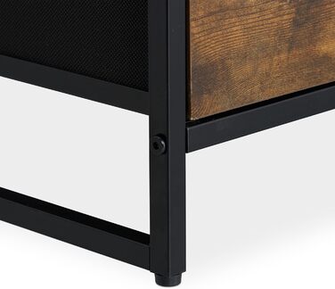 Relaxdays Kommode Industrial, 4 Schubladen, HBT: 71,5x84x32,5 cm, Stoff/Metall/Holzoptik, braun/schwarz