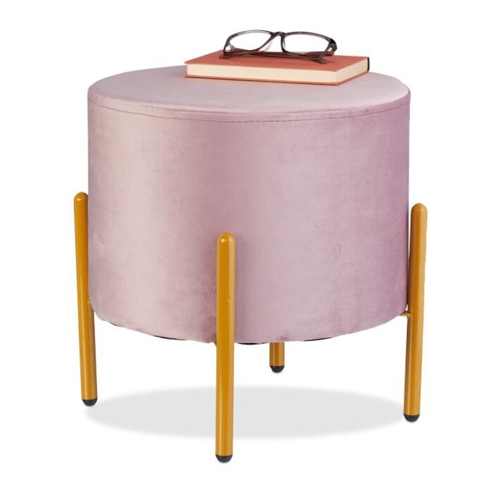 Relaxdays Samt Hocker mit 4 Metallbeinen
