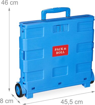 Relaxdays Einkaufstrolley, Klapptrolley, 35 kg, faltbar, Rolltrolley (Blau)