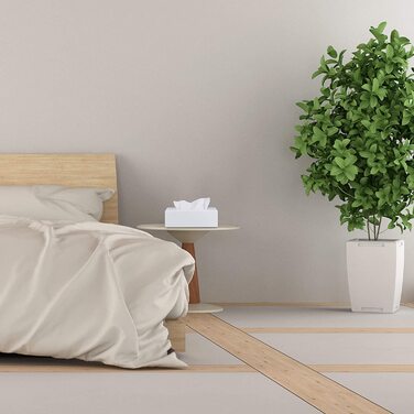 Relaxdays Tücherbox Bambus, Taschentuchbox mit Schiebeboden, Tissue Box für Taschentücher, HxBxT: 7,5 x 24 x 2 cm, weiß 0023252 (2)