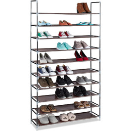Relaxdays Schuhregal Stoff, HBT: 175,5x100x29 cm, für 50 Paar Schuhe, 10 Etagen, Stecksystem, XXL Schuhgestell, (Braun)