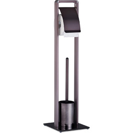 Relaxdays, HxBxT 72 x 19 x 19 cm, Bronze-schwarz WC Garnitur mit Toilettenpapierhalter, Toilettenbürste u. Bürstenhalter, Kunststoff HxBxT 72 x 19 x 19 cm Bronze-schwarz