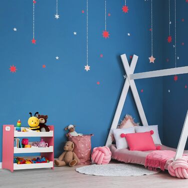 Relaxdays Kinderregal, 5 Fächer, HxBxT: 60x63x30 cm, Spielzeugregal, MDF, weiß-rosa