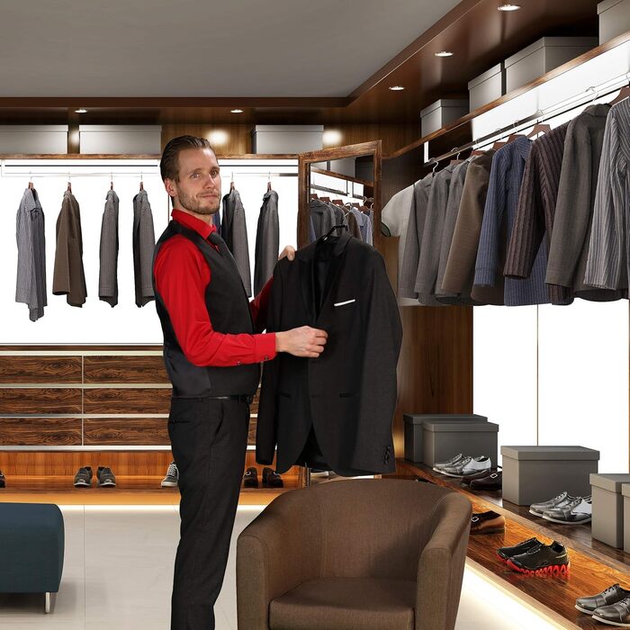 Relaxdays Anzug Kleiderbügel, 30er Set, breite Schulter, rutschfest, gummiert, Metall, schwarz