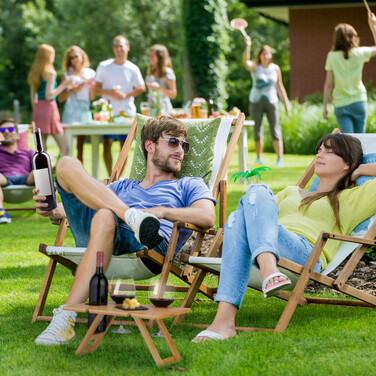 Relaxdays Eckiger Picknick Weintisch aus Bambus