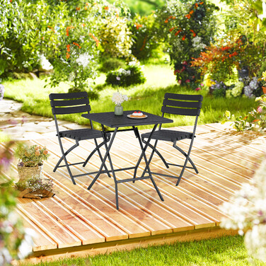 Relaxdays Balkonmöbel Set 3-teilig in Holzoptik