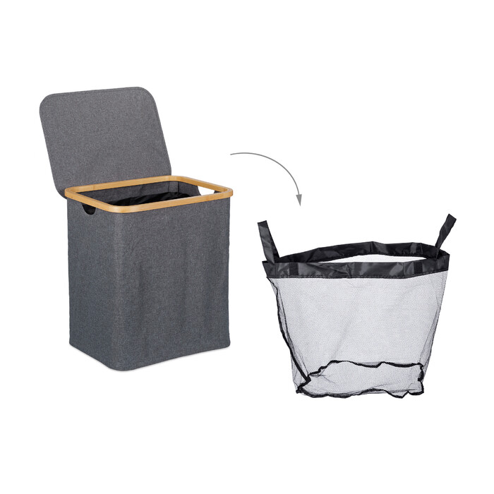 Relaxdays Wäschekorb mit Deckel 80 l