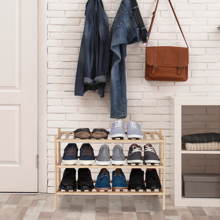 Relaxdays Bambus Schuhregal 3 Etagen stapelbar