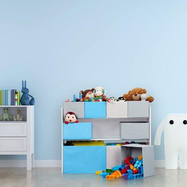 Relaxdays Kinderregal mit 9 Stoffboxen, Meerjungfrau Kindermotiv, Spielzeugregal Organizer HBT 66 x 82,5 x 29,5 cm, bunt, 1 Stück