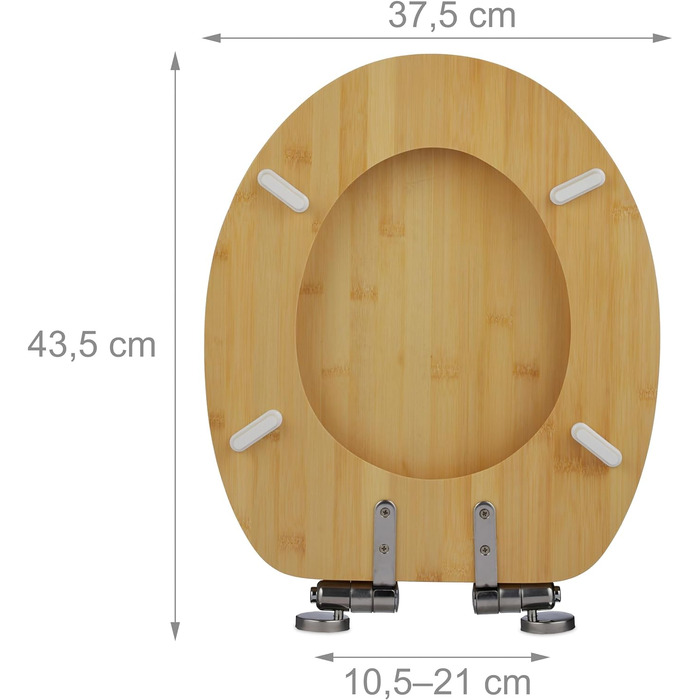 Relaxdays Toilettendeckel mit Absenkautomatik & Quick Release, 37,5 x 43,5 cm, Bambus, Montage von Oben, oval, Natur