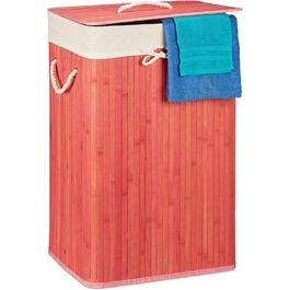 Relaxdays Wäschekorb Bambus, XL, faltbar, HBT 65,5 x 43,5 x 33,5 cm, (Pink)