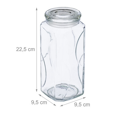 Relaxdays 6er Set Vorratsgläser mit Deckel 1300 ml
