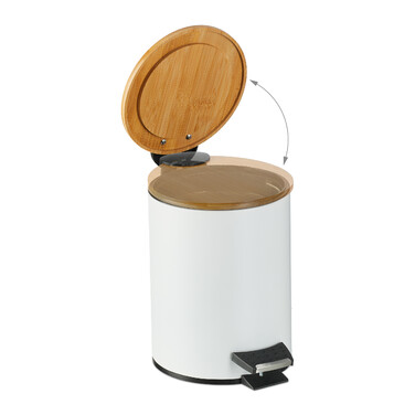 Relaxdays Bad Mülleimer 3 l mit Bambusdeckel