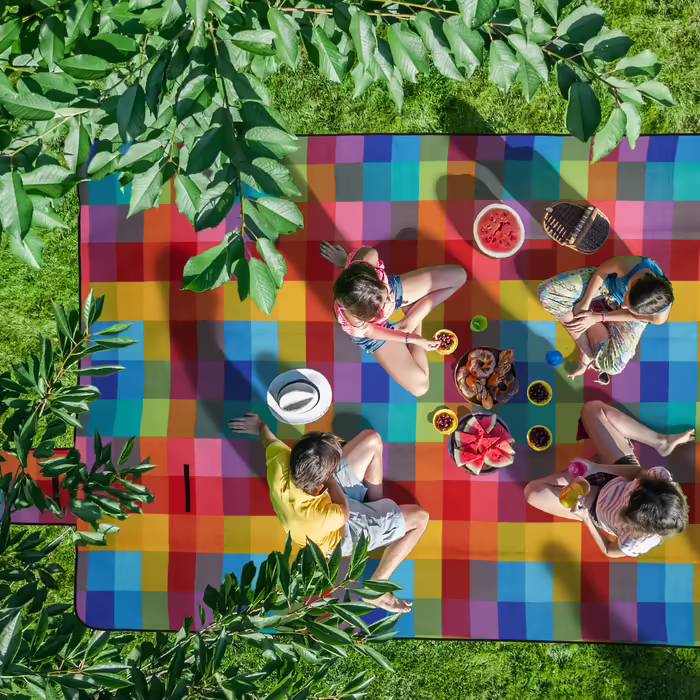 Relaxdays XXL Picknickdecke 200x300 cm kariert