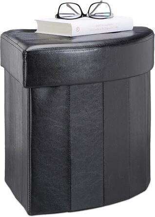 Relaxdays faltbarer Polsterhocker mit Aufbewahrung, 38x38x38 cm, schwarz