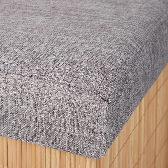 Relaxdays faltbarer Sitzhocker mit Stauraum, gepolstert, Bambus, 36x35x35 cm, Natur/Grau