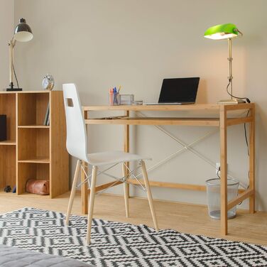 Relaxdays Computertisch Holz, Tastaturauszug, Bürotisch ausziehbar, Schreibtisch massiv, HxBxT: 76,5x106,5x55,5cm, natur Single