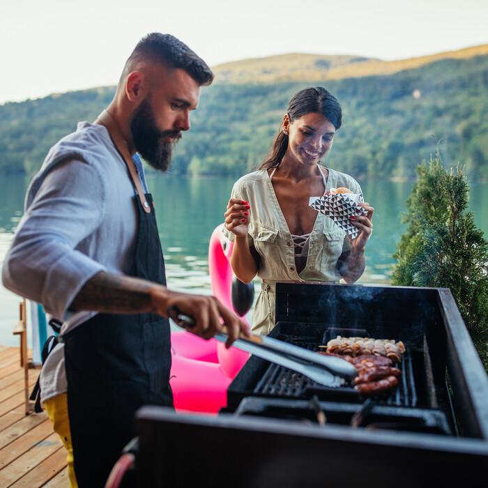 Relaxdays Edelstahl Grillzange mit Holzgriff