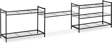Relaxdays Metall Schuhregal, 3 Ebenen, erweiterbar, Flur Schuhgestell HBT 50 x 70 x 26 cm, 9 Paar Schuhe, offen, (Schwarz)
