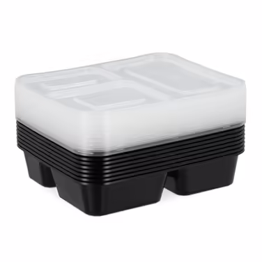 Relaxdays 10er Set Meal Prep Boxen 3 Fächer