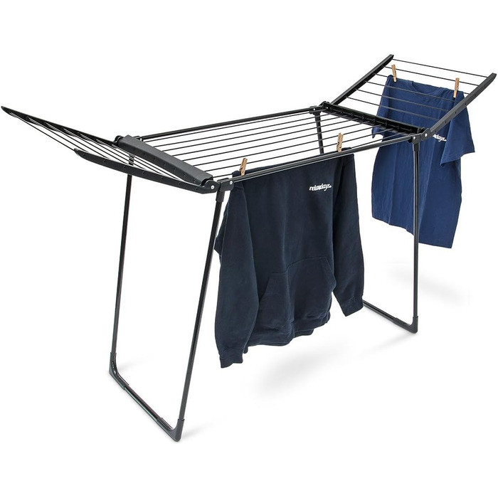 Relaxdays Standtrockner H x B x T: ca. 104 x 169 x 54,5 cm wetterfester Wäschetrockner klappbar mit Wäscheleinen und einer Trockenlänge von 13 m für Wäsche, Kleidung, Textilien etc, schwarz