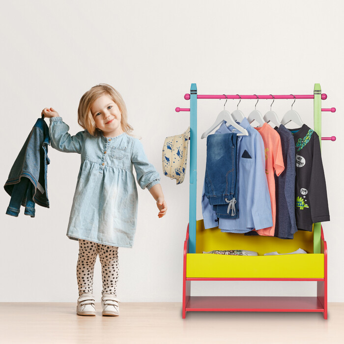 Relaxdays Kinder Kleiderständer mit Ablagen
