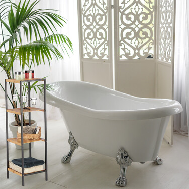 Relaxdays Quadratisches Regal Bambus und Stahl