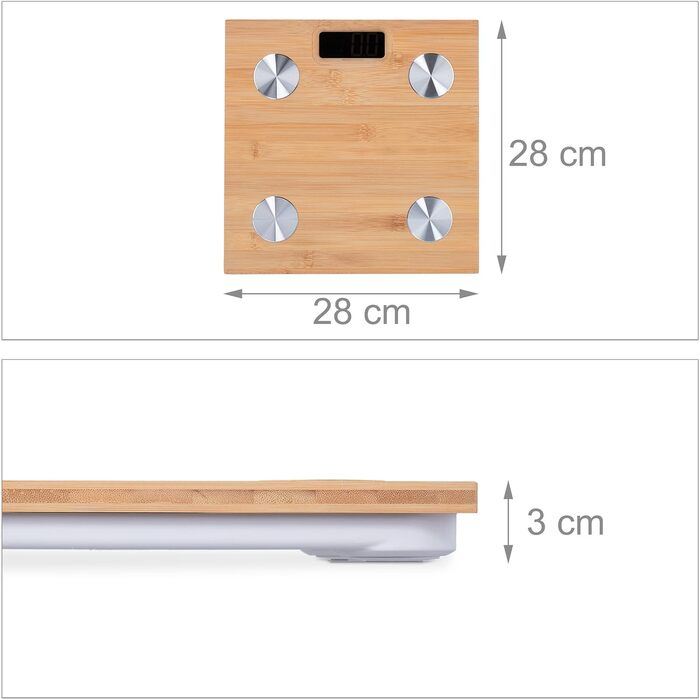 Relaxdays Digitale Personenwaage, Bambus, bis 180 kg, automatisches EIN/AUS, kg & lbs, Natur