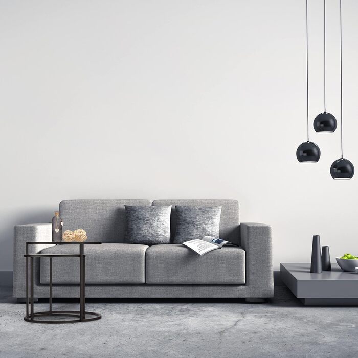 Relaxdays, schwarz Beistelltische 2er Set, Satztisch, Sofatisch, mit Glasplatte, untereinander passend, HBT 50,5x50x50cm, Hartglas, Standard