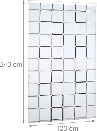 Relaxdays Duschrollo Square, wasserabweisend, Retro Badrollo Wanne u. Dusche, Deckenmontage, 120x240cm, semitransparent