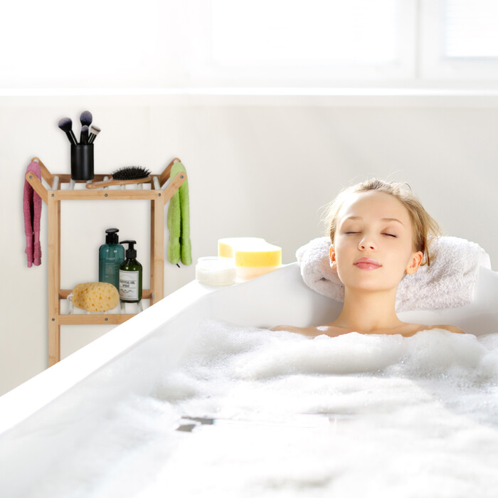 Relaxdays Badregal mit Handtuchhalterung