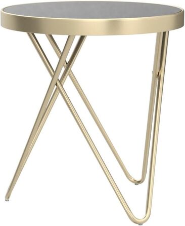 Relaxdays runder Beistelltisch, Metall & Glas, Retro-Design, 46x42 cm, schwarz-gold