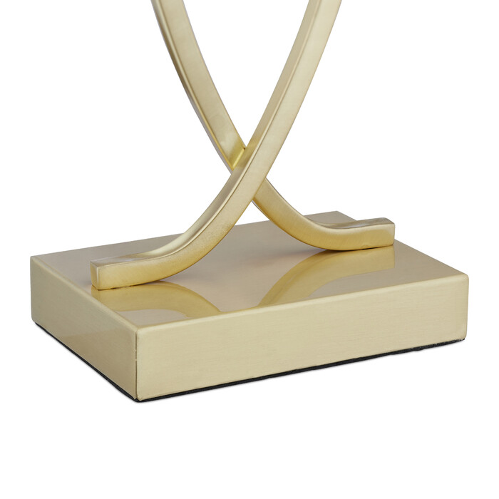 Relaxdays Goldene Tischlampe mit Stoffschirm