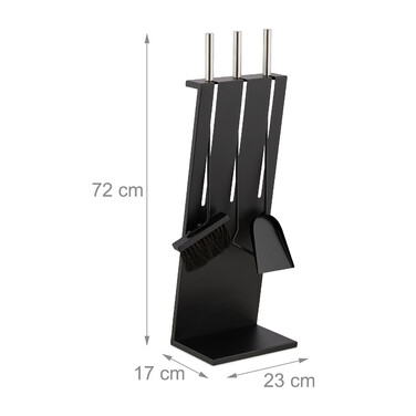 Relaxdays 4-teiliges Kaminbesteck in Schwarz