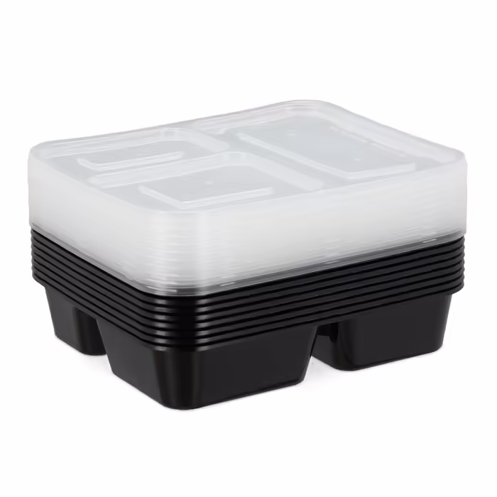 Relaxdays 10er Set Meal Prep Boxen 3 Fächer