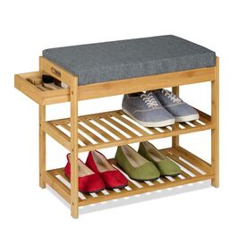Relaxdays Schuhbank mit Polster und Schublade
