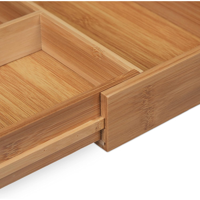Relaxdays Bambus Besteckkasten, ausziehbar, HBT 5x55x44 cm
