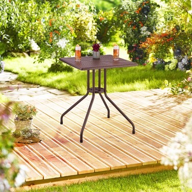 Relaxdays Gartentisch in brauner Rattan-Optik