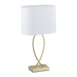 Relaxdays Goldene Tischlampe mit Stoffschirm