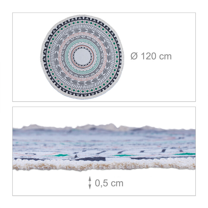 Relaxdays Runder Teppich mit Mandala-Design